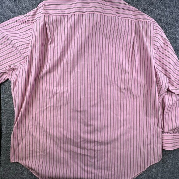 Lauren Ralph Lauren Button Up Shirt Adult 18 34/35 Pink Striped Long Sleeve Men - Picture 10 of 16